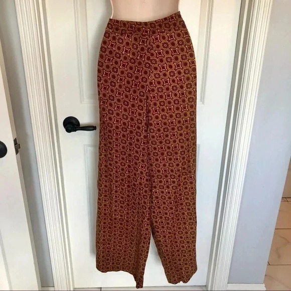 PASSPORT vintage boho brown wide leg trousers S/M - Picture 5 of 13